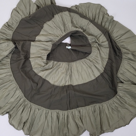 Y2K Tiered Midi Skirt Circle Full A-line Ruffle Cotton Twirl Flowy - Picture 7 of 10